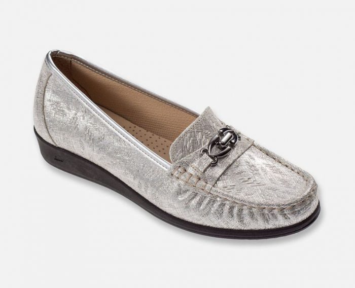 Mocassino donna laminato, extra calzata