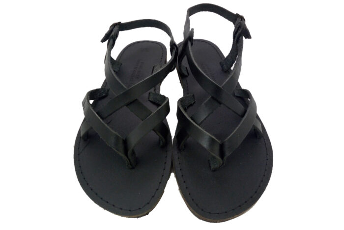 Sandalo Infradito donna in cuoio Nero - immagine 2